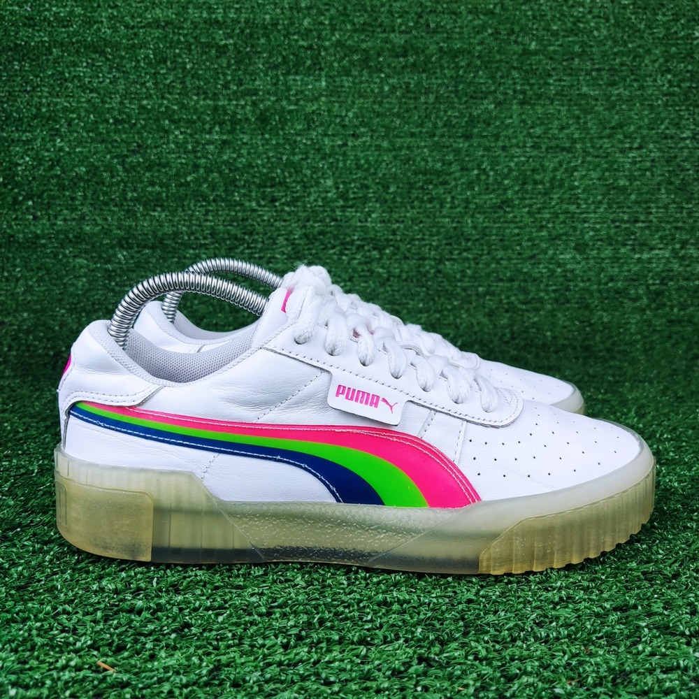 Puma Sneakers Womens 8.5 White Cali Star Rainbow Low Top Platform 373478-02‎